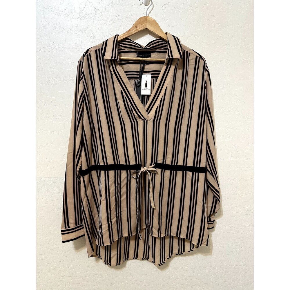 I Jeans By Buffalo Womans Striped Top Size L Career Minimal Old Money‎ Babydoll